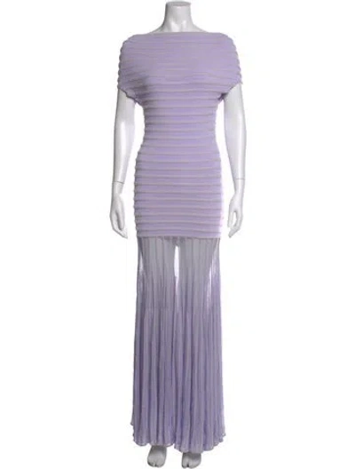 Pre-owned Alexis Striped Long Dress In Purple