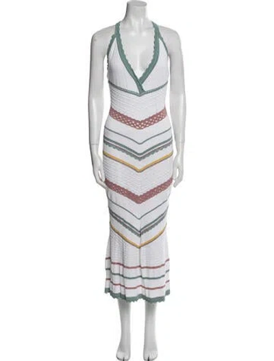 Pre-owned Alexis Striped Long Dress In White
