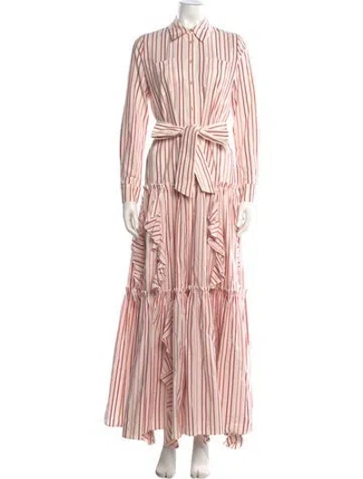 Pre-owned Alexis Striped Long Dress In White