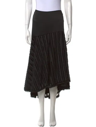 Pre-owned Alexis Striped Long Skirt In Black
