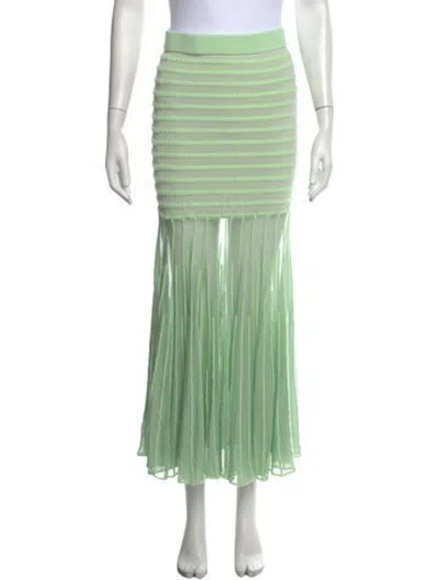 Pre-owned Alexis Striped Long Skirt In Green