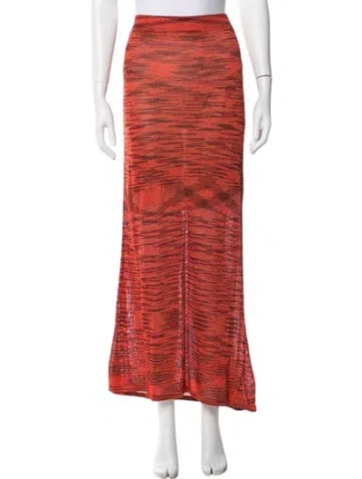Pre-owned Alexis Striped Long Skirt In Orange