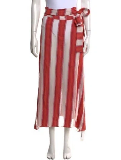 Pre-owned Alexis Striped Long Skirt In Red