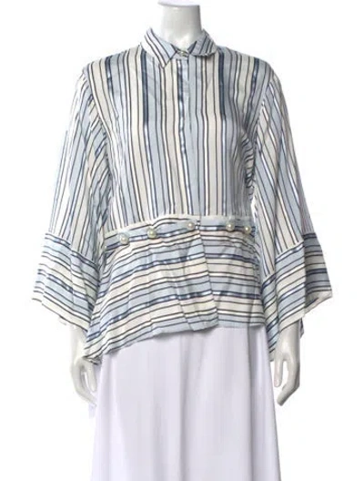 Pre-owned Alexis Striped Long Sleeve Blouse In Blue
