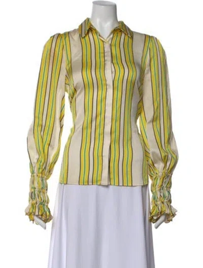 Pre-owned Alexis Striped Long Sleeve Blouse In Neutral
