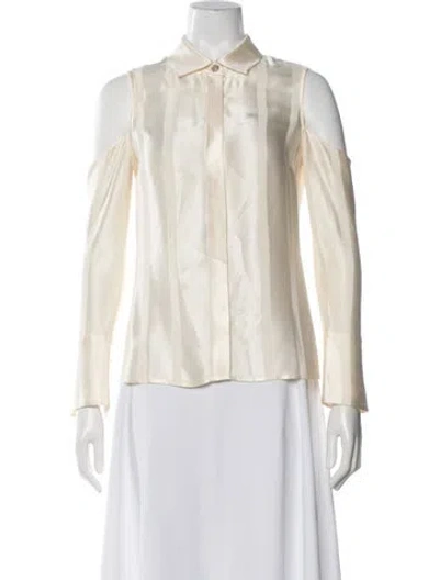 Pre-owned Alexis Striped Long Sleeve Blouse In White