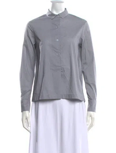 Pre-owned Alexis Striped Long Sleeve Button-up Top In White