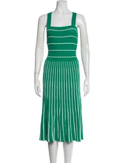 Pre-owned Alexis Striped Midi Length Dress In Green