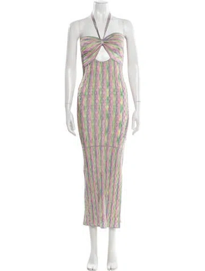 Pre-owned Alexis Striped Midi Length Dress In Multi