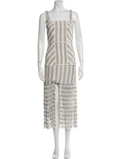 Pre-owned Alexis Striped Midi Length Dress In Multi