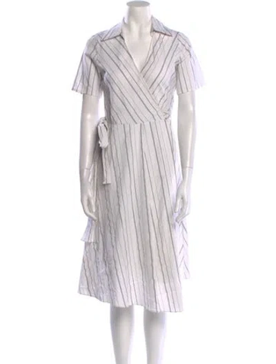 Pre-owned Alexis Striped Midi Length Dress In Neutral