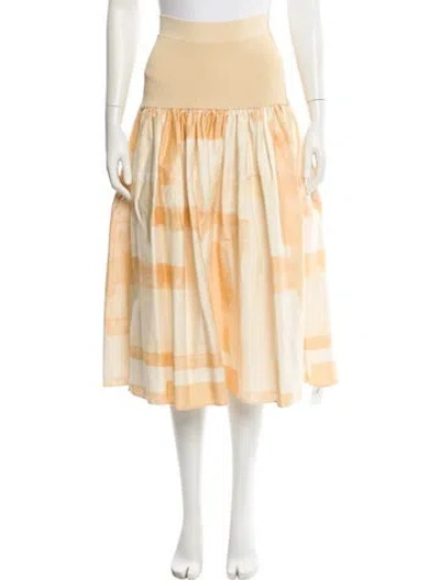 Pre-owned Alexis Striped Midi Length Skirt In Yellow