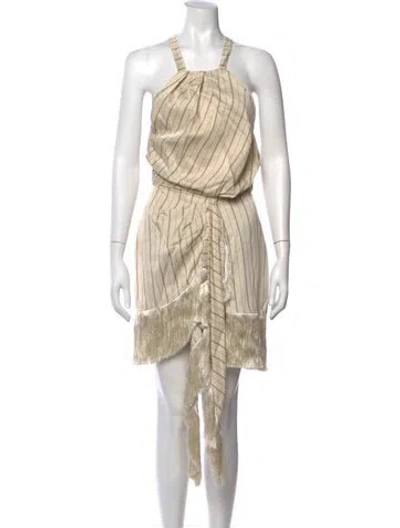 Pre-owned Alexis Striped Mini Dress In Neutral