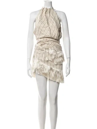 Pre-owned Alexis Striped Mini Dress In Neutral
