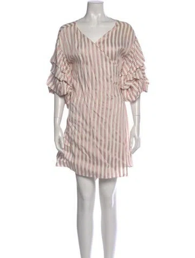 Pre-owned Alexis Striped Mini Dress In White