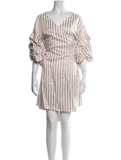 Pre-owned Alexis Striped Mini Dress In White