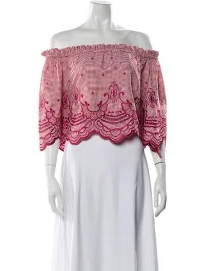Pre-owned Alexis Striped Off-the-shoulder Top In Pink