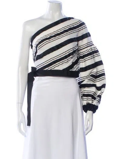 Pre-owned Alexis Striped One-shoulder Blouse In Multi