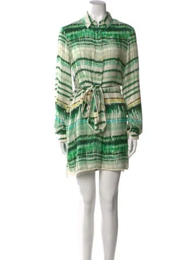 Pre-owned Alexis Striped Romper In Green