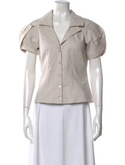 Pre-owned Alexis Striped Short Sleeve Blouse In Neutral