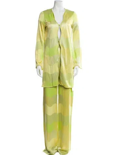 Pre-owned Alexis Striped Skirt Set In Green