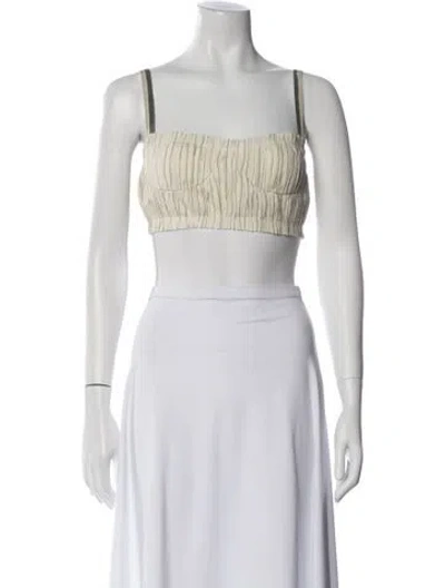 Pre-owned Alexis Striped Square Neckline Crop Top In Neutral