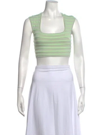Pre-owned Alexis Striped Square Neckline Crop Top W/ Tags In White