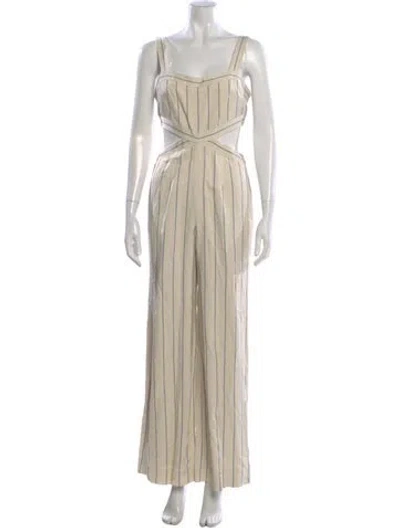 Pre-owned Alexis Striped Square Neckline Jumpsuit In Neutral
