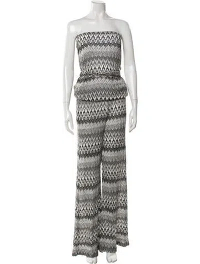 Pre-owned Alexis Striped Strapless Jumpsuit In Black/white