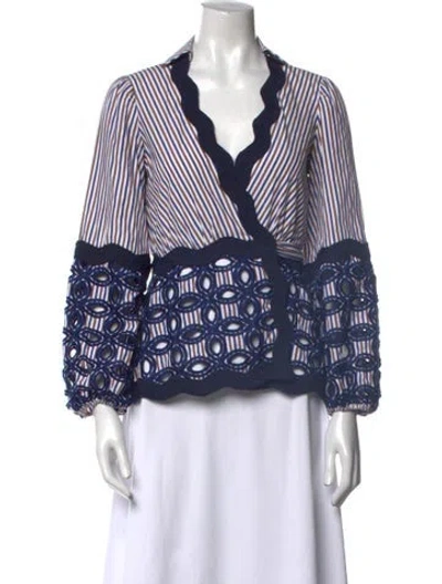 Pre-owned Alexis Striped V-neck Blouse In Multi