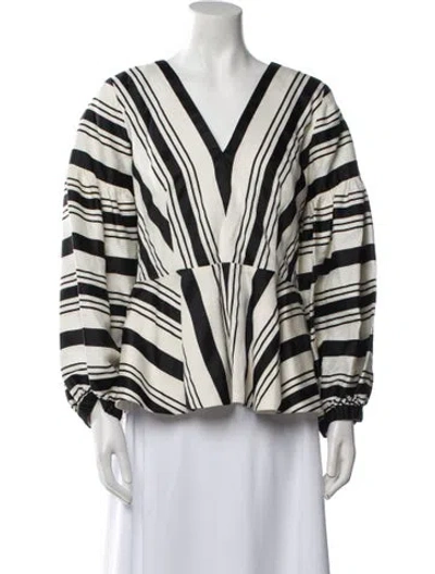 Pre-owned Alexis Striped V-neck Blouse In Neutral