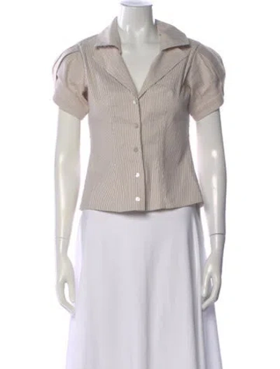 Pre-owned Alexis Striped V-neck Blouse In Neutral