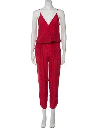 Pre-owned Alexis Striped V-neck Jumpsuit In Red