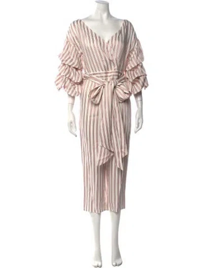 Pre-owned Alexis Striped V-neck Jumpsuit In White