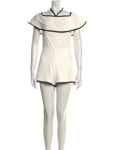 Pre-owned Alexis Striped V-neck Romper In Multi