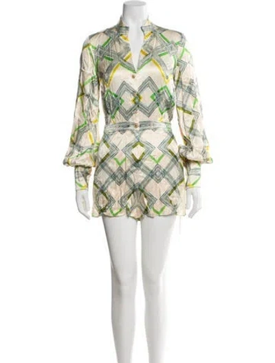 Pre-owned Alexis Striped V-neck Romper In Multi