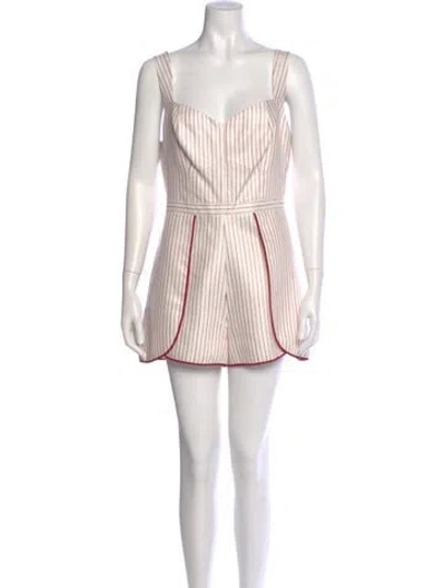 Pre-owned Alexis Striped V-neck Romper In Red