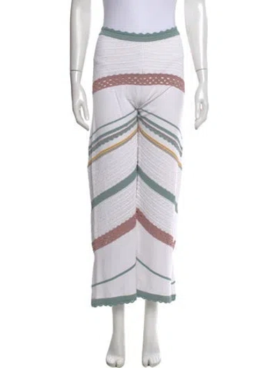 Pre-owned Alexis Striped Wide Leg Pants In White