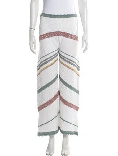 Pre-owned Alexis Striped Wide Leg Pants In White