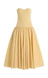 Alexis Summers Striped Corseted Midi Dress In Yellow
