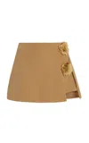 Alexis Susie Floral-appliquéd Crepe Mini Skirt In Neutral