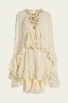Alexis Taessa Ruffled Crepe Mini Cape Dress