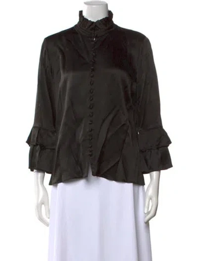 Pre-owned Alexis Three-quarter Sleeve Blouse In Black
