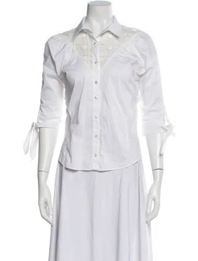 Pre-owned Alexis Three-quarter Sleeve Blouse In White