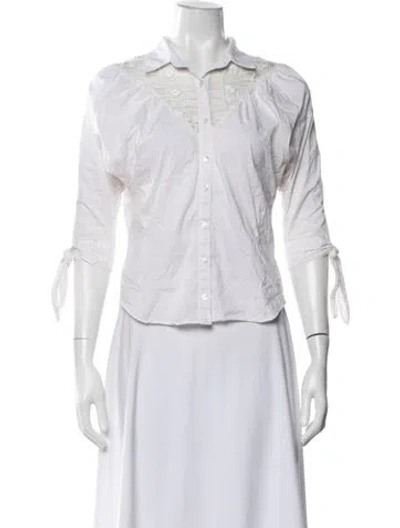 Pre-owned Alexis Three-quarter Sleeve Blouse In White