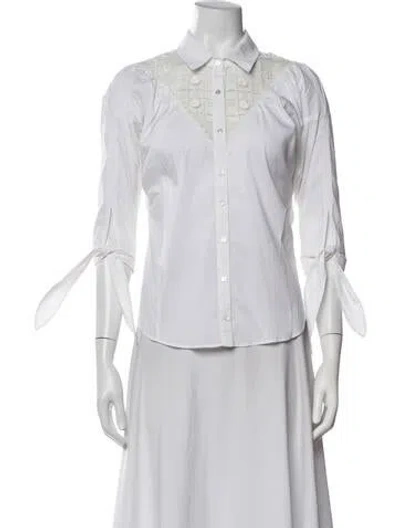 Pre-owned Alexis Three-quarter Sleeve Blouse In White