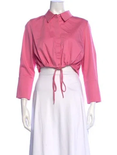 Pre-owned Alexis Three-quarter Sleeve Button-up Top In Pink