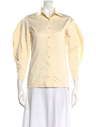 Pre-owned Alexis Three-quarter Sleeve Button-up Top W/ Tags In Neutral
