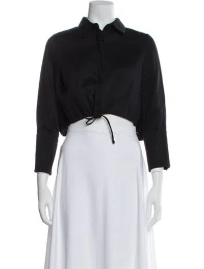 Pre-owned Alexis Three-quarter Sleeve Crop Top In Black