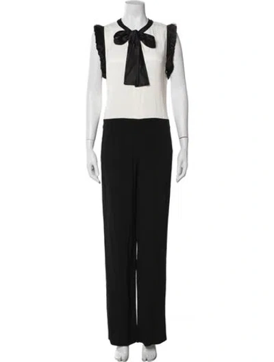 Pre-owned Alexis Tie Neck Jumpsuit In Black